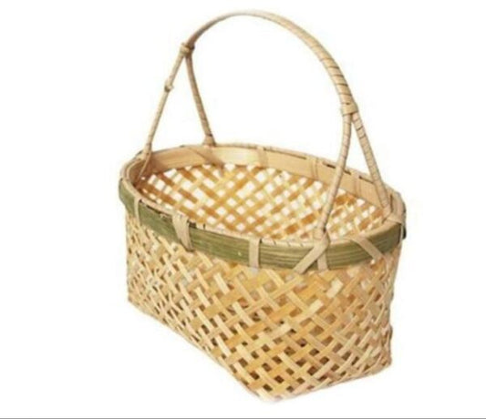 Oval Picnic Bamboo Basket with handle