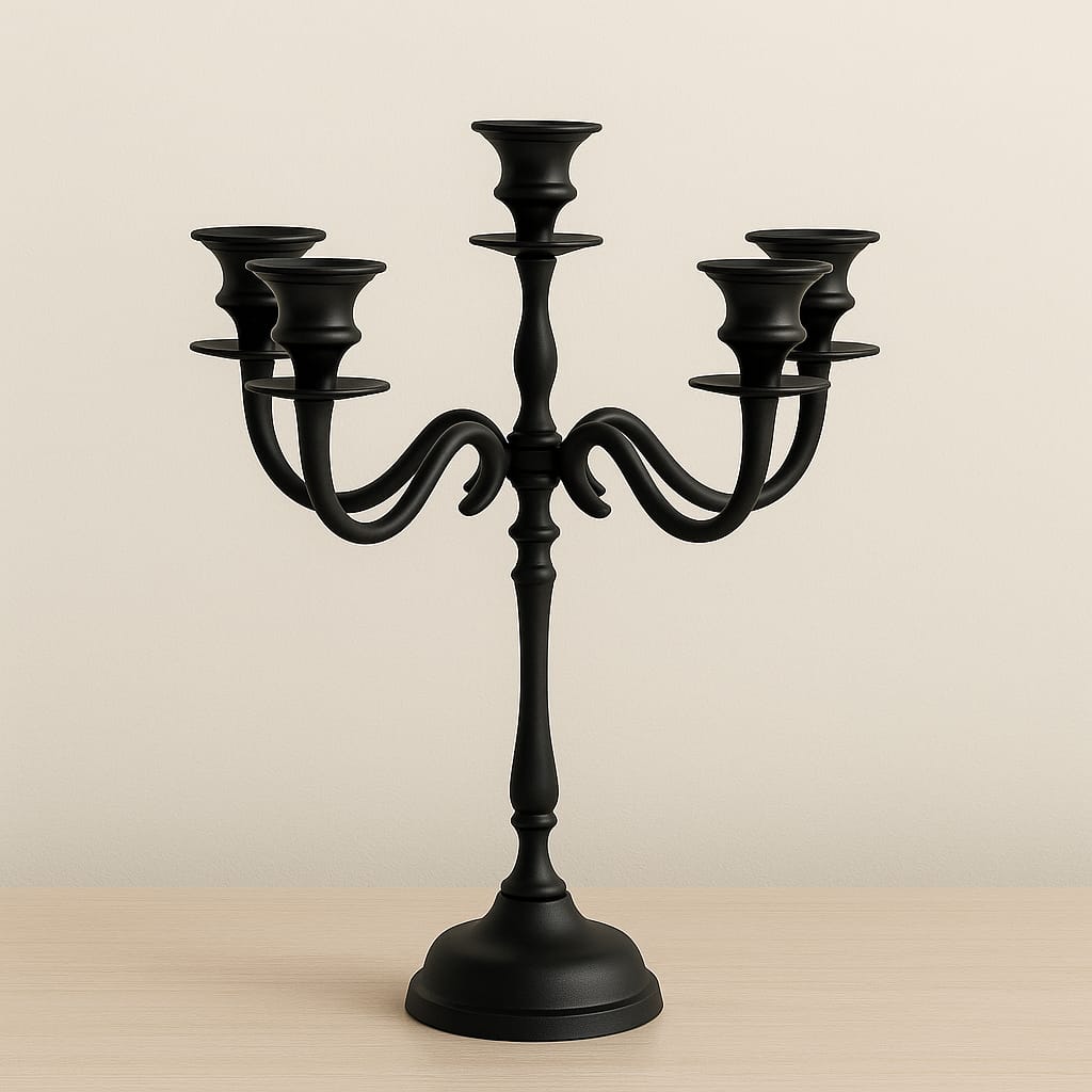 Evara Black 5-Arm Candle Holder