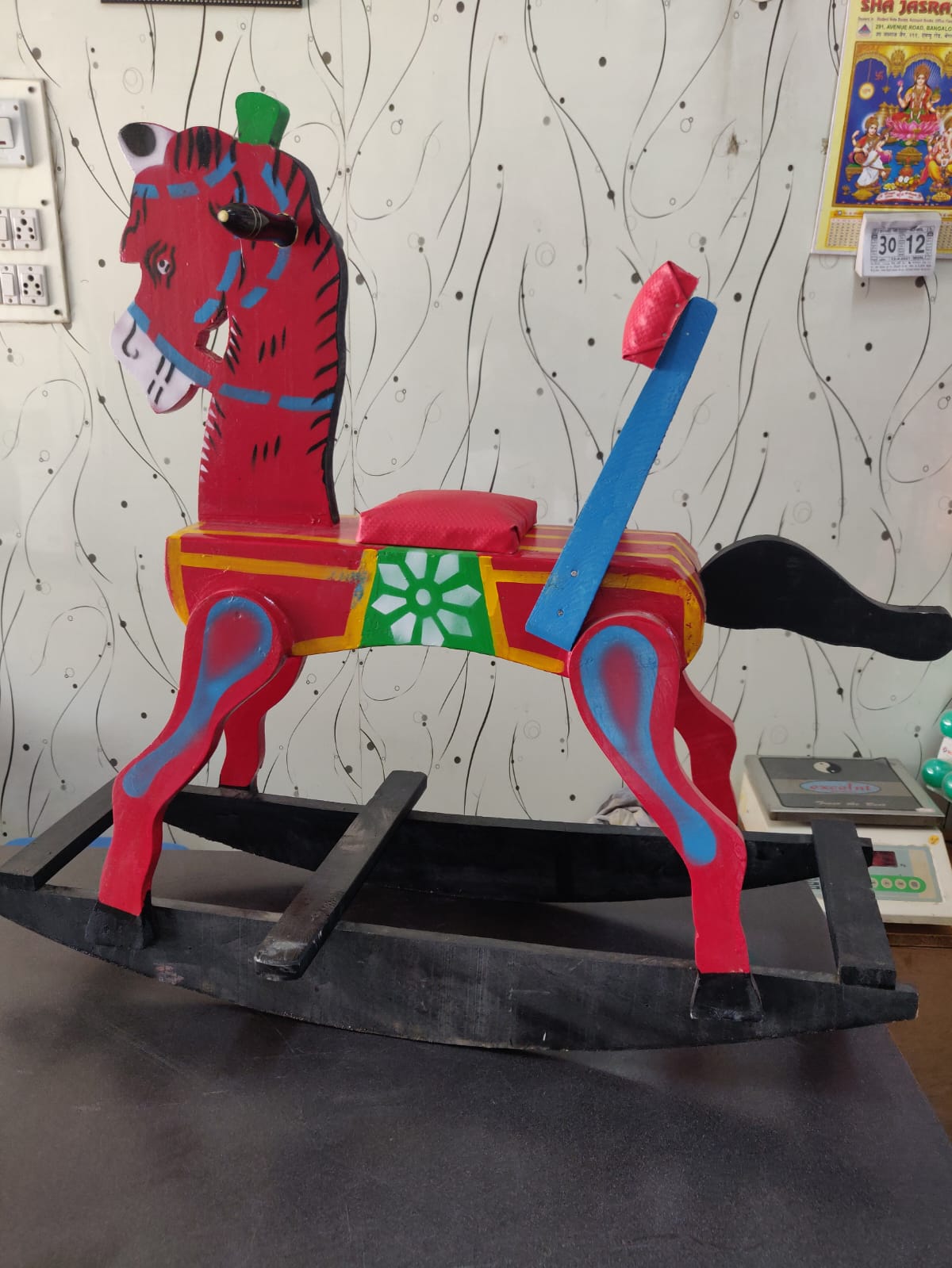 Channapatna Wooden Horse Rocking Chair for Kids