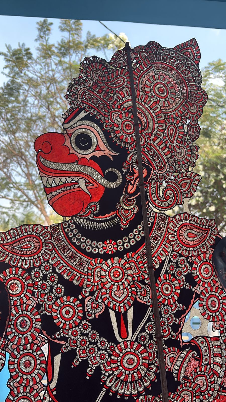 Nimmalakunta Hanuman Leather Shadow 5 Feet Puppet Wall Decor – Handcrafted Ethnic Art