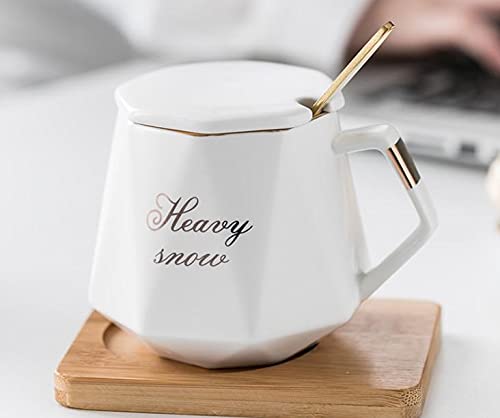 Coffee Tea Ceramic Mug Cup with Spoon and lid-ArtyCraftz.com