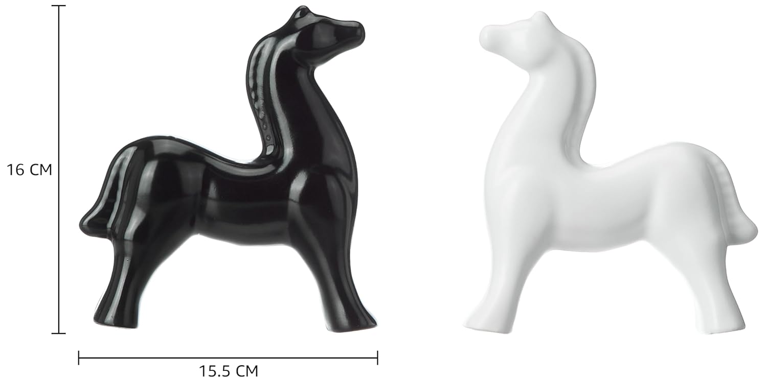 White and Black Resin Horse Figurines