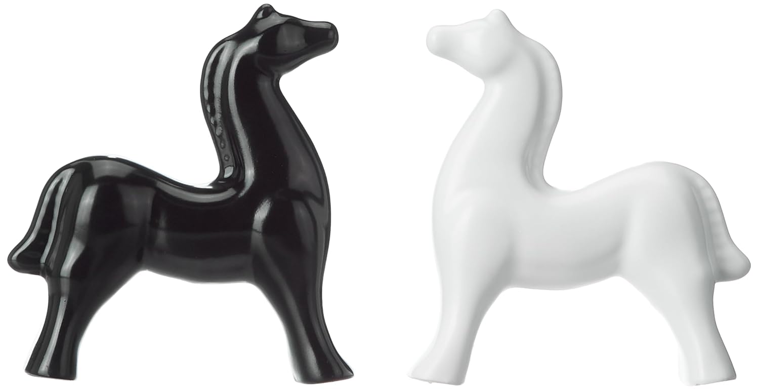 White and Black Resin Horse Figurines
