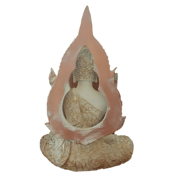 White resin Buddha meditation statue with detailed decorative finish-ArtyCraftz.com