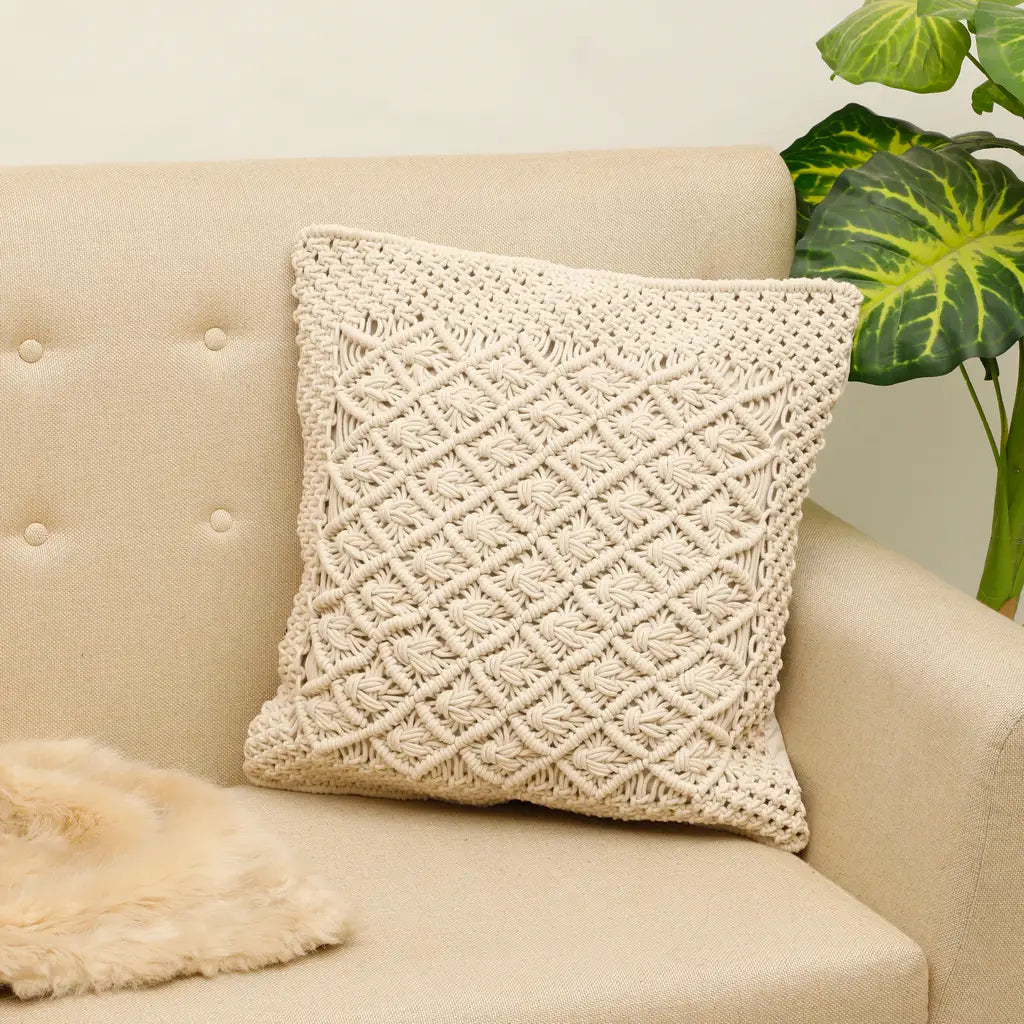 Window Diamond Knot Macrame Cushion Cover-ArtyCraftz.com