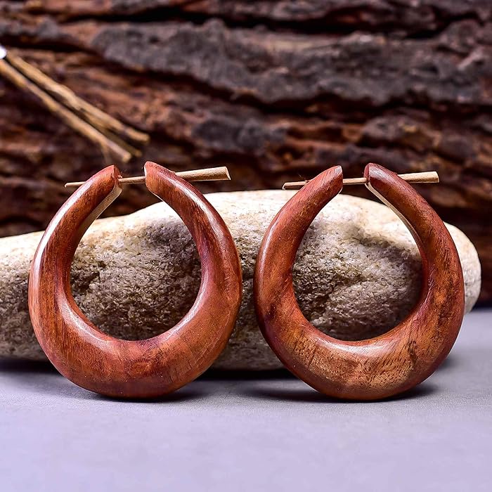 Women'S Rosewood Hoop Earrings -ArtyCraftz.com