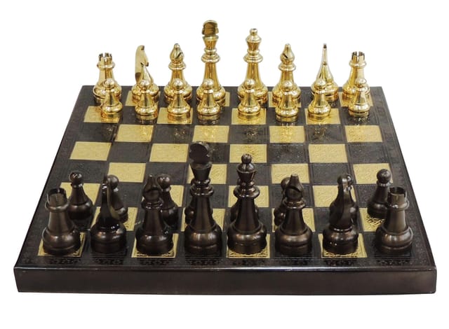 Wooden Chess Board with Brass Pawns