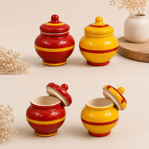 Colourful wooden kumkum box with lid for pooja essentials-artycraftz.com