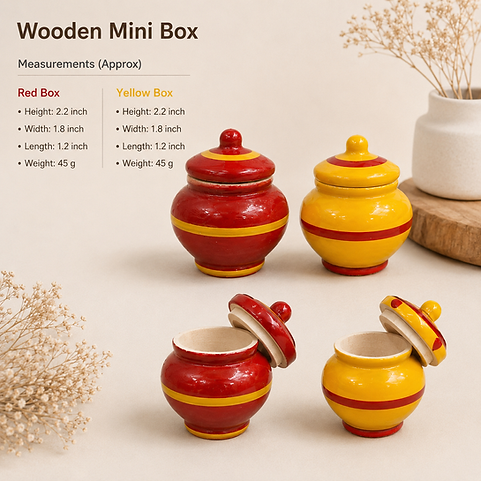 Colourful wooden kumkum box with lid for pooja essentials-artycraftz.com