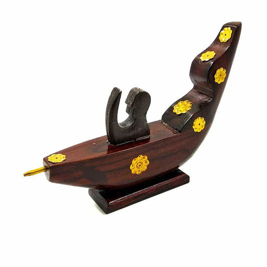 Wooden Boat with One Men in Boat Miniature Showpiece - ArtyCraftz.com