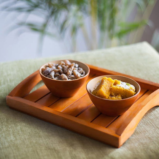 Wooden Bowl Set With Wooden Tray - ArtyCraftz.com