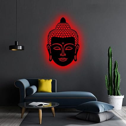 Wooden Buddha Wall Art With LED Night Lamp-ArtyCraftz.com