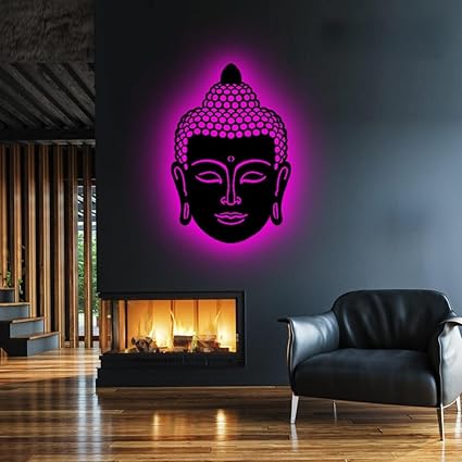 Wooden Buddha Wall Art With LED Night Lamp-ArtyCraftz.com