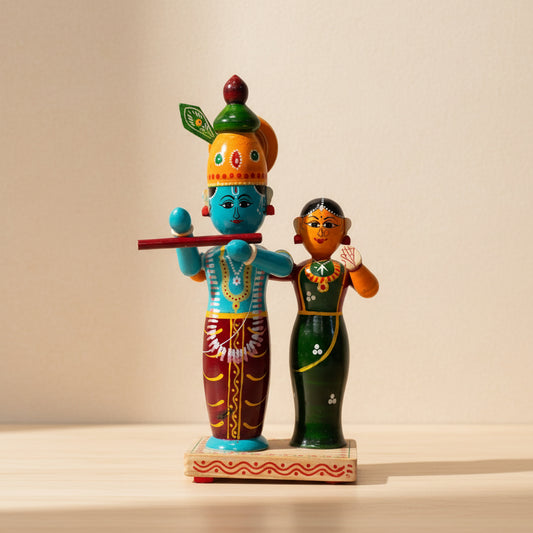 Wooden Etikoppaka Radha krishna Showpiece-ArtyCraftz.com