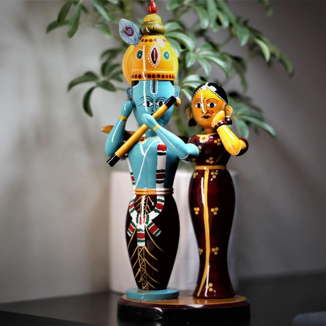 Wooden Etikoppaka Radha krishna Showpiece-ArtyCraftz.com