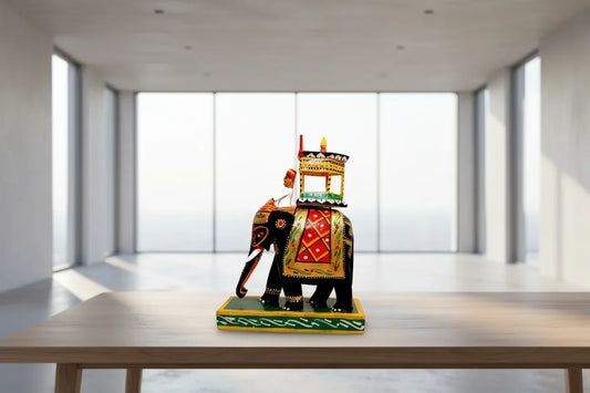 Wooden Kondapalli Royal Elephant with Ambari - ArtyCraftz.com
