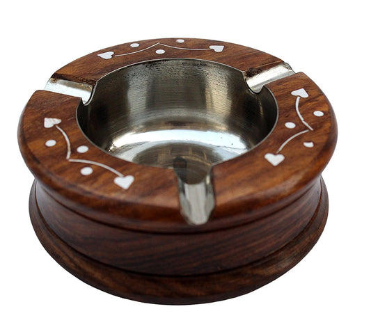 Wooden & Metal Inlay Ashtray-ArtyCraftz.com
