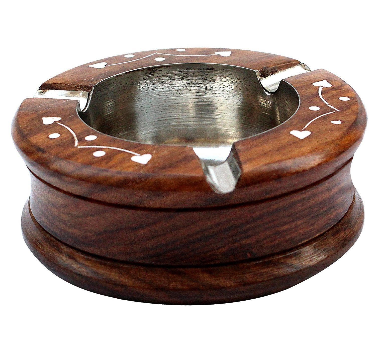 Wooden & Metal Inlay Ashtray-ArtyCraftz.com