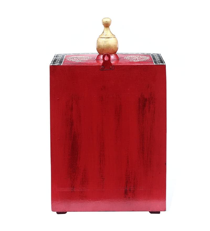 Wooden Red Pooja Mandir Without Door-ArtyCraftz.com