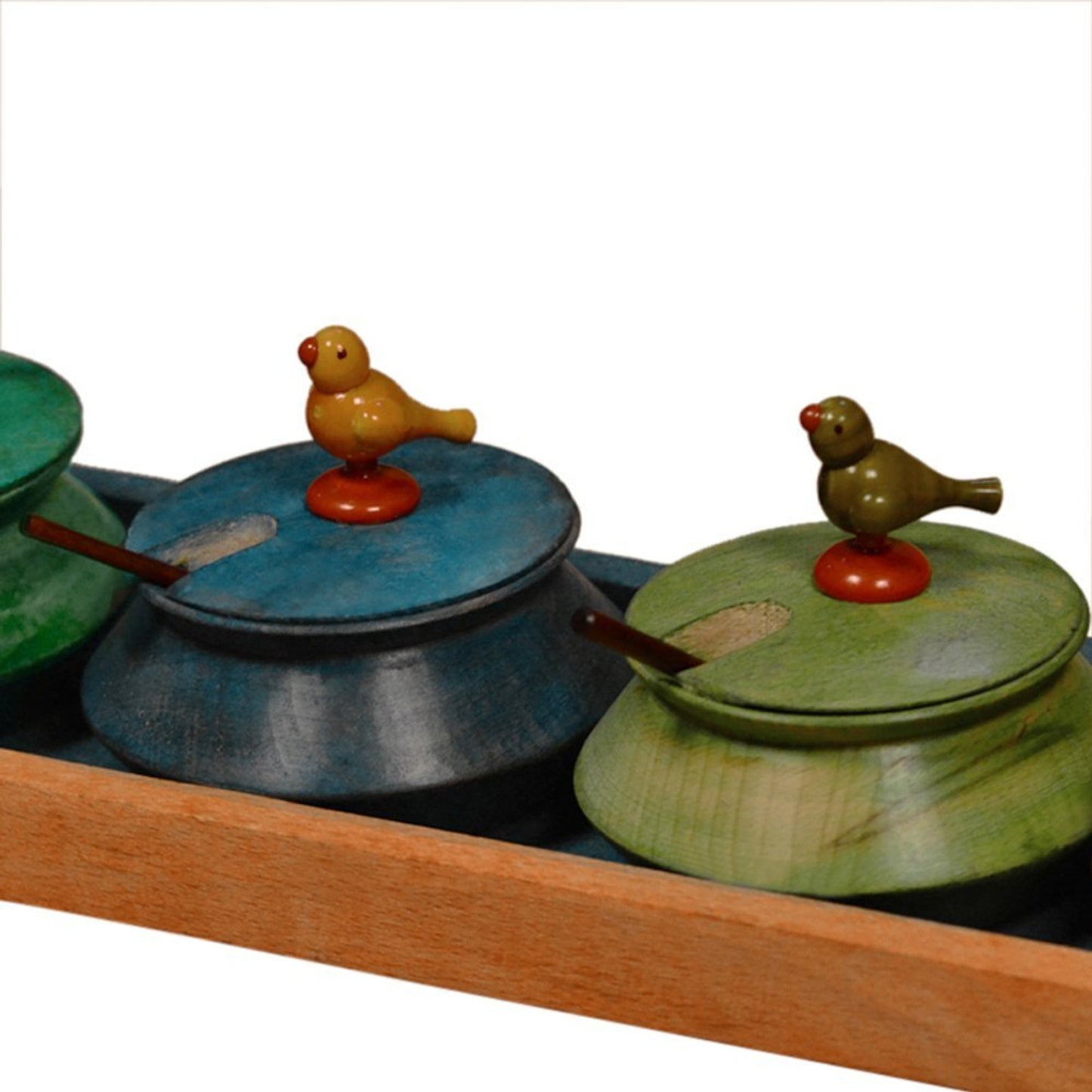 Wooden Spice Box Set with 5 Jars and Spoon-ArtyCraftz.com