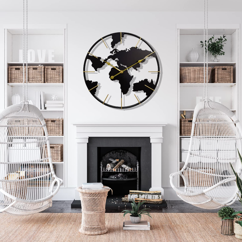 World Map Iron Wall Clock-ArtyCraftz.com