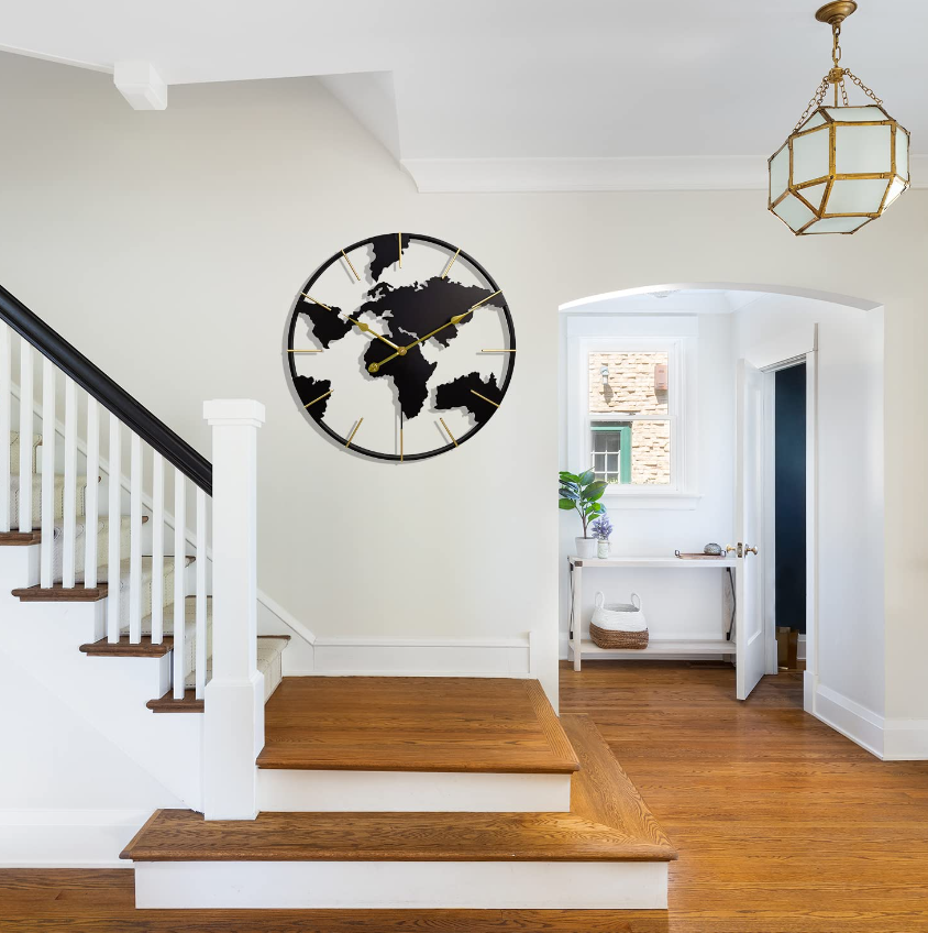 World Map Iron Wall Clock-ArtyCraftz.com