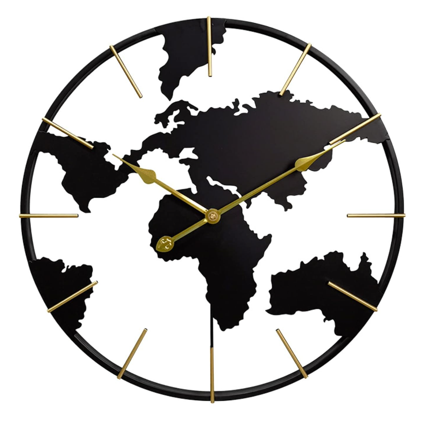 World Map Iron Wall Clock-ArtyCraftz.com