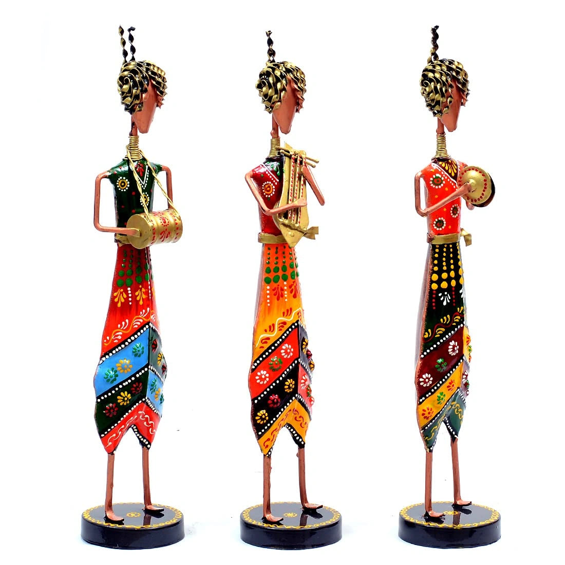 Wrought Iron Hand Painted Musician Showpieces Figurine Statue for Home Decor (Set of 3) (16 Inches) - ArtyCraftz.com