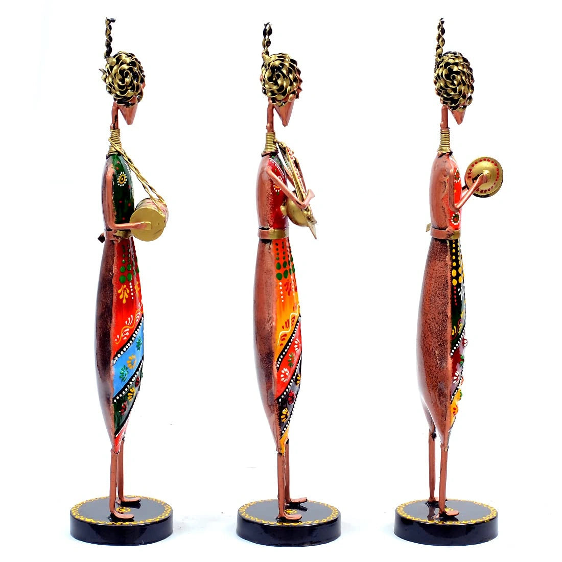 Wrought Iron Hand Painted Musician Showpieces Figurine Statue for Home Decor (Set of 3) (16 Inches) - ArtyCraftz.com
