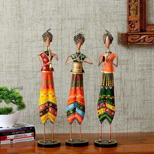 Wrought Iron Hand Painted Musician Showpieces Figurine Statue for Home Decor (Set of 3) (21 Inches) - ArtyCraftz.com