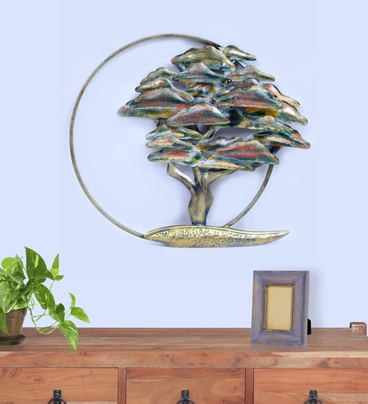 Multicolor Wrought Iron Hemlock Tree Wall Decorative Hanging & Mounted Art Sculpture Home Decor (Size 30 x 25 inches) - ArtyCraftz.com