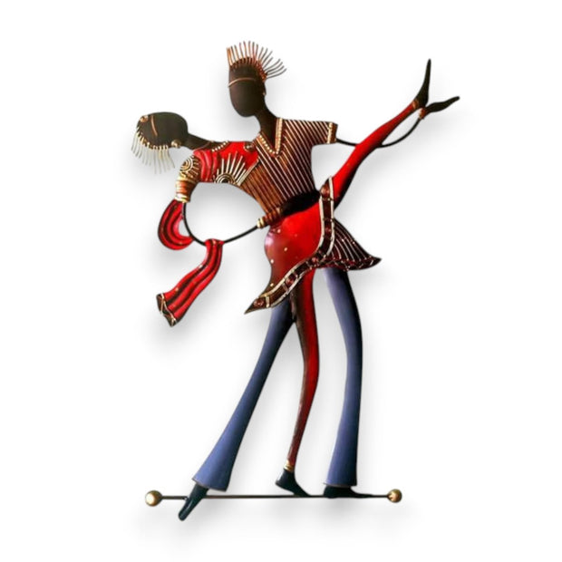 Wrought Iron Salsa Dancers Wall Art with Colorful Dancing Couple, 24 x 20 Inches-artycraftz.com