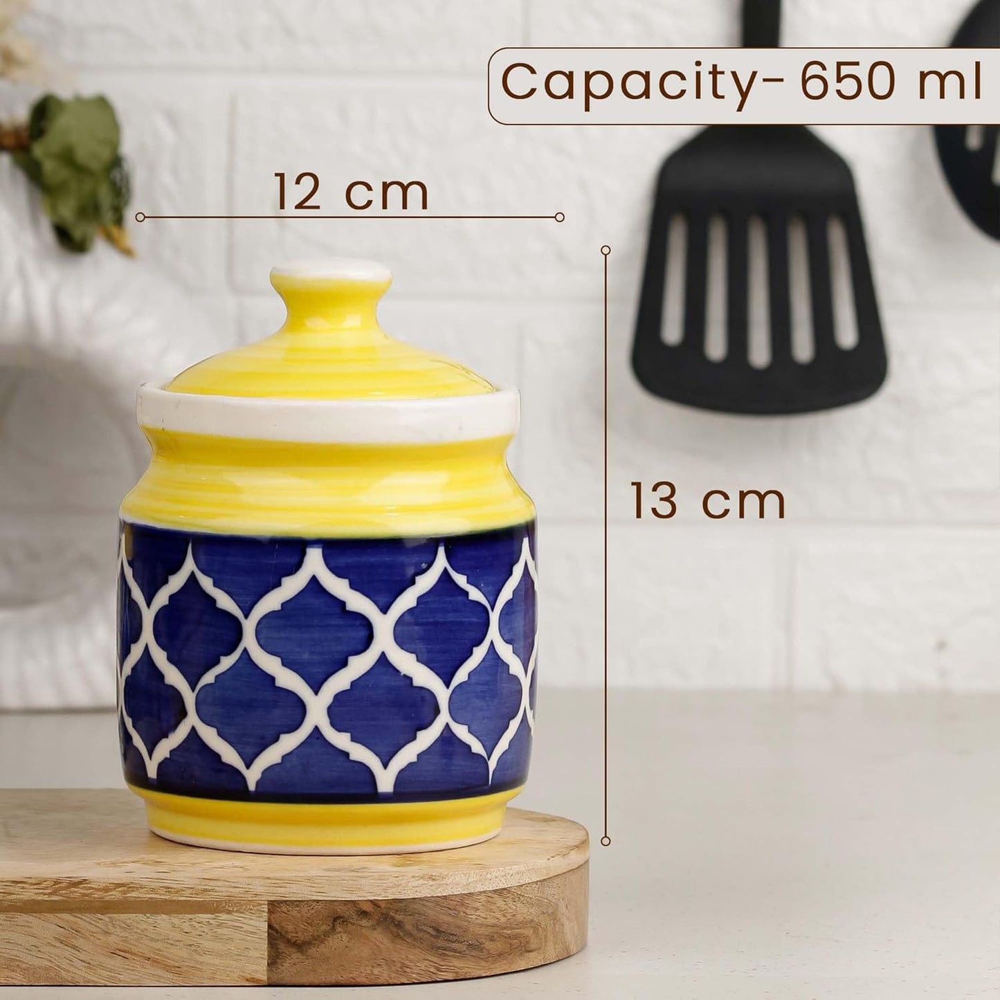 Yellow & Blue Moroccan Ceramic Jars-ArtyCraftz.com