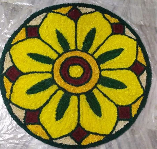 Yellow Flower Design Rangoli Mat - ArtyCraftz.com