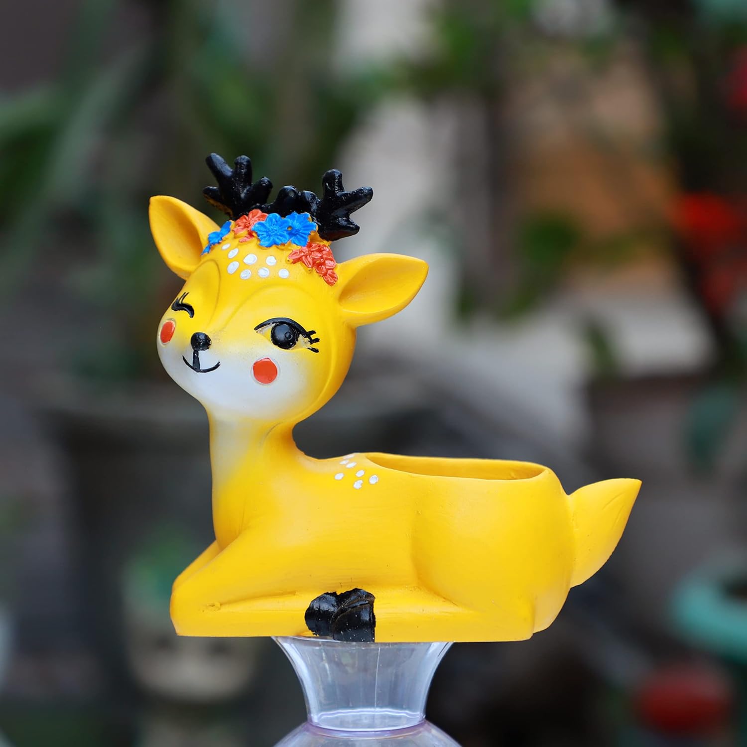 Yellow Resin Deer Planters-ArtyCraftz.com