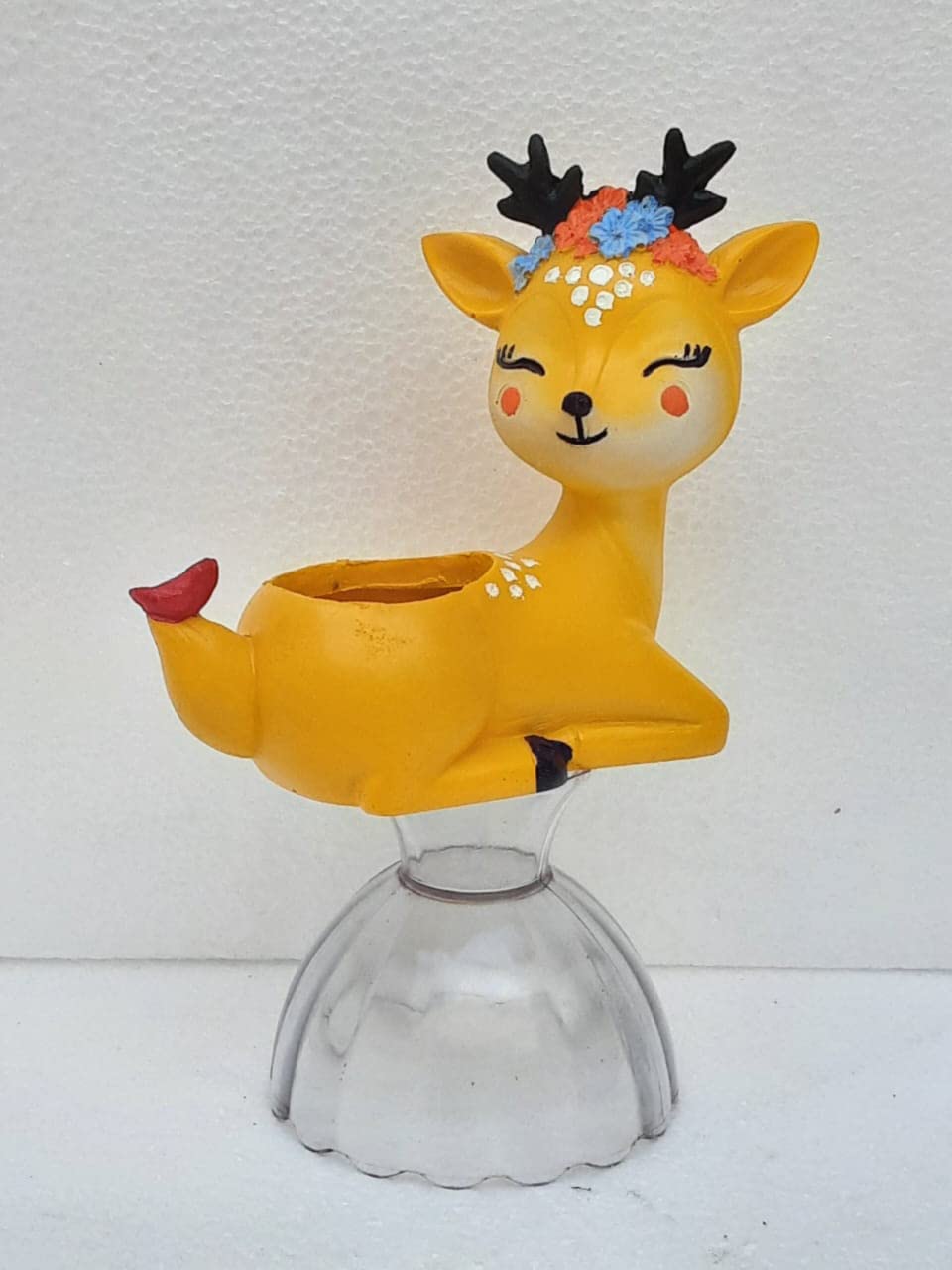 Yellow Resin Deer Planters-ArtyCraftz.com