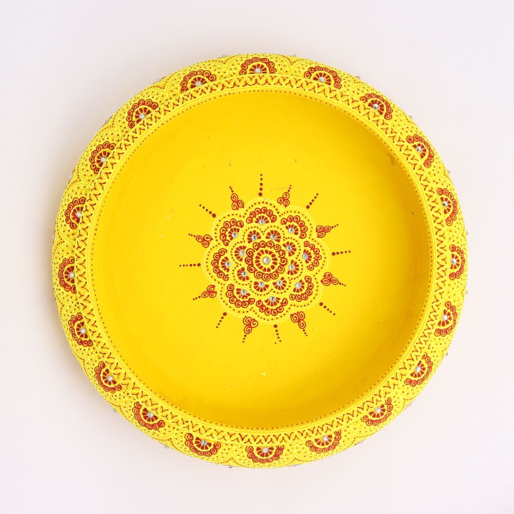 Yellow Terracotta Urli with Golden Floral Motifs-ArtyCraftz.com