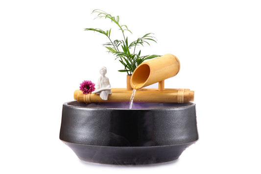 Zen Bamboo Tabletop Water Fountain with Planter-ArtyCraftz.com