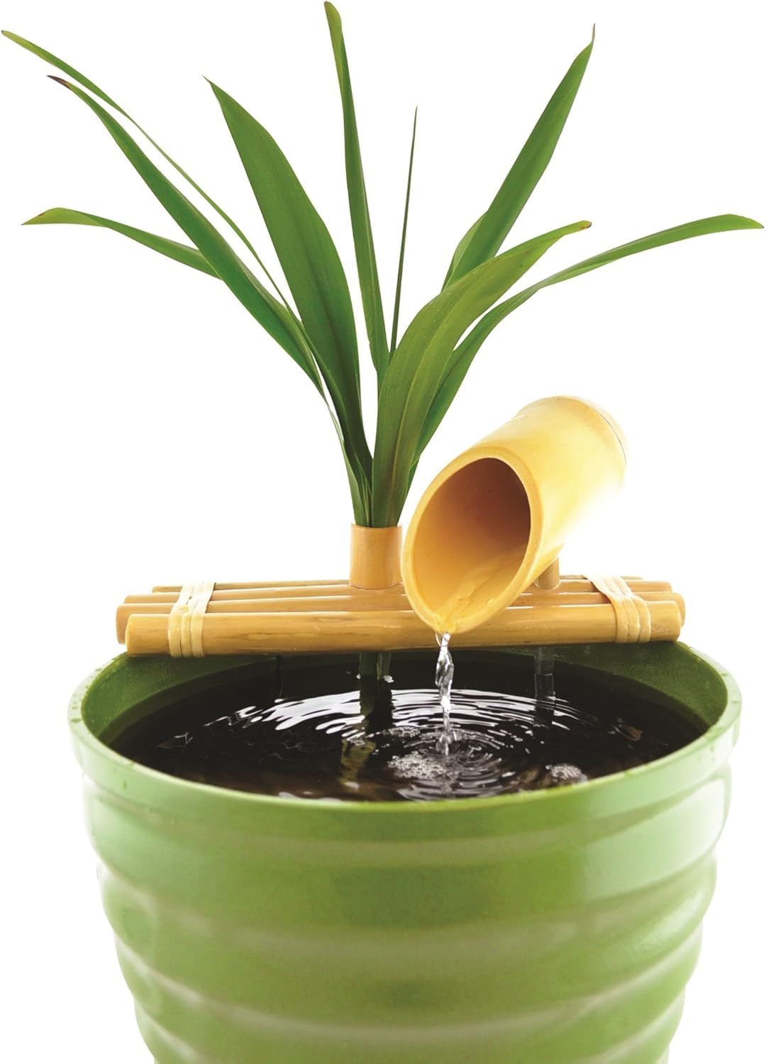 Zen Bamboo Tabletop Water Fountain with Planter-ArtyCraftz.com