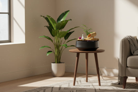 Zen Bamboo Tabletop Water Fountain with Planter-ArtyCraftz.com