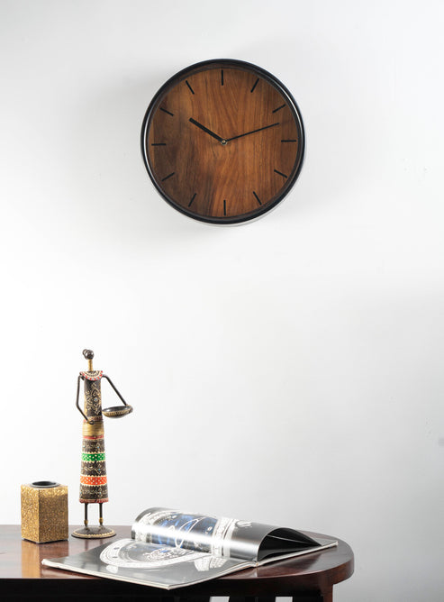 Zoya Wooden Polished Wall Clock-ArtyCraftz.com