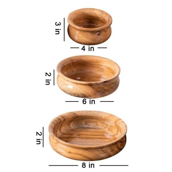 Acacia Round Wooden Bowl Set of 3 Bowl - ArtyCraftz