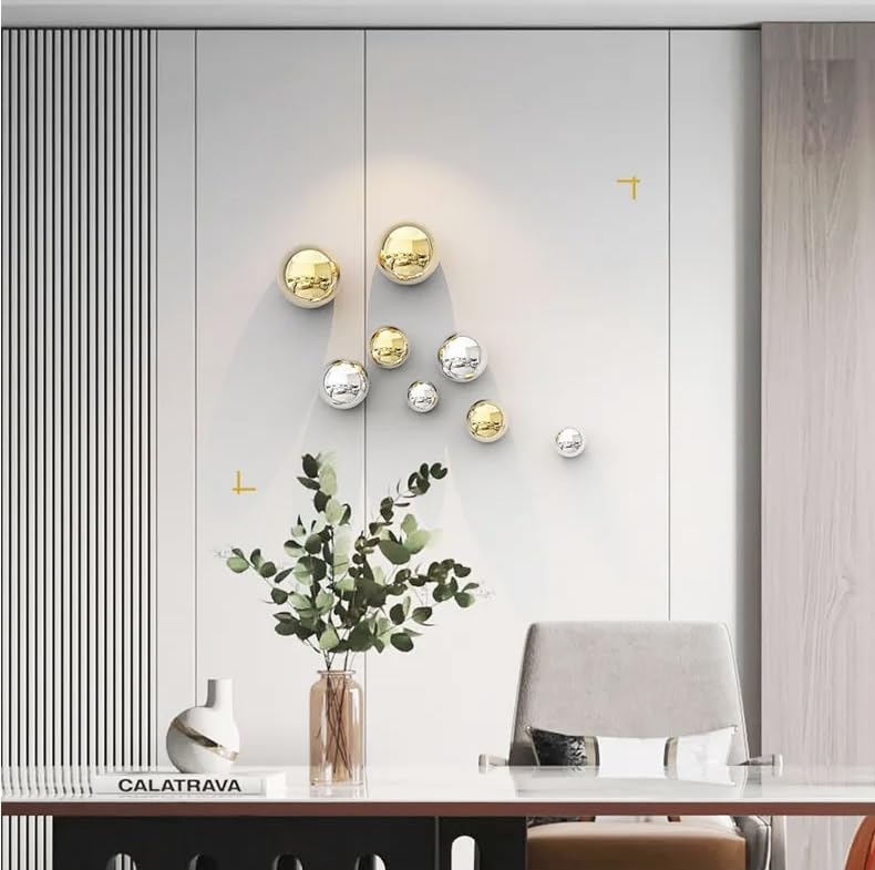 Aluminium Electroplated 10 Luxury Metal Ball Design Wall Art - ArtyCraftz