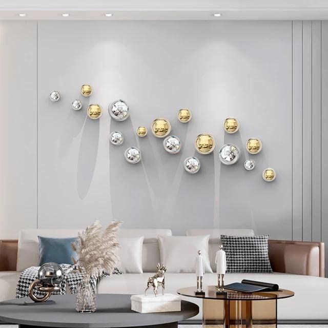 Aluminium Electroplated 10 Luxury Metal Ball Design Wall Art - ArtyCraftz