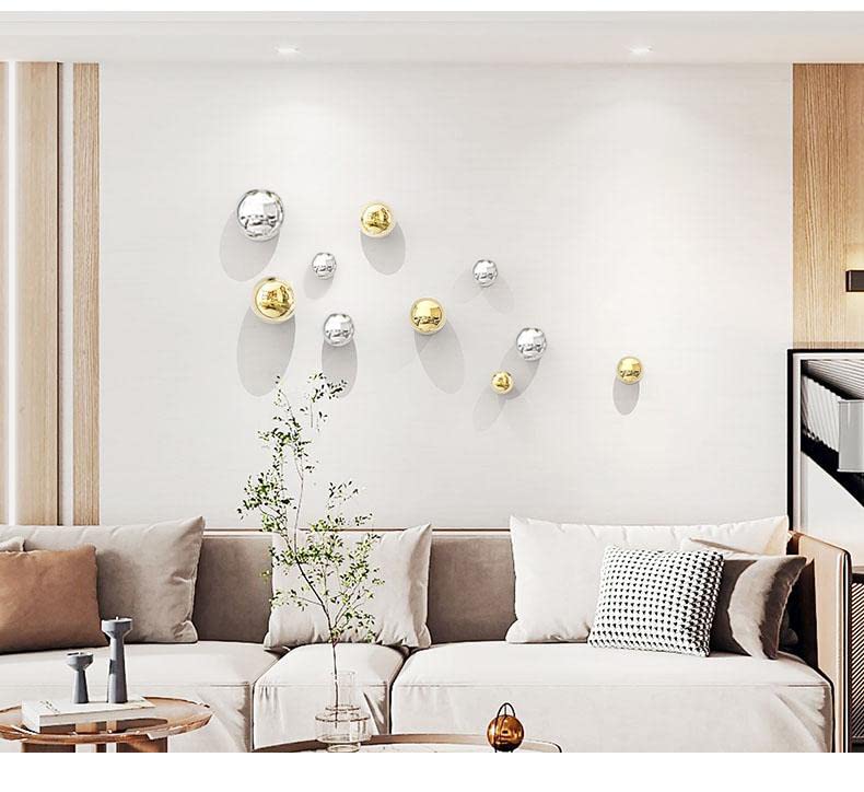 Aluminium Electroplated 10 Luxury Metal Ball Design Wall Art - ArtyCraftz