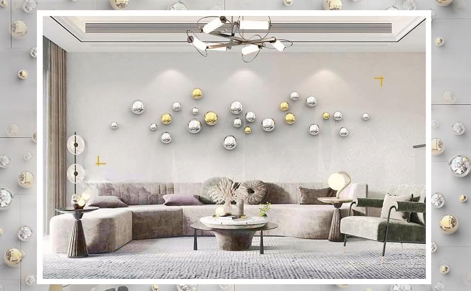 Aluminium Electroplated 10 Luxury Metal Ball Design Wall Art - ArtyCraftz