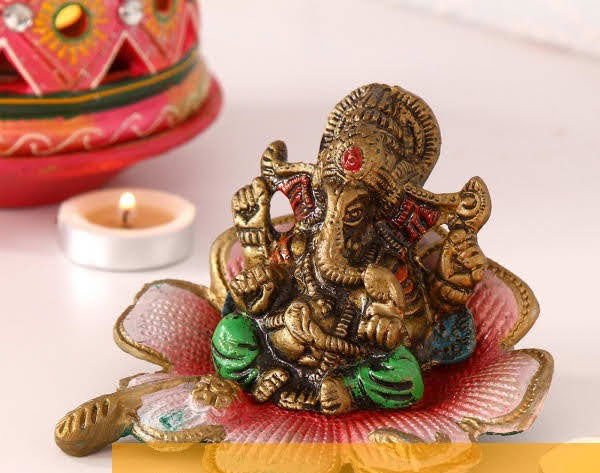 Aluminium Ganesha with Gold coated - ArtyCraftz