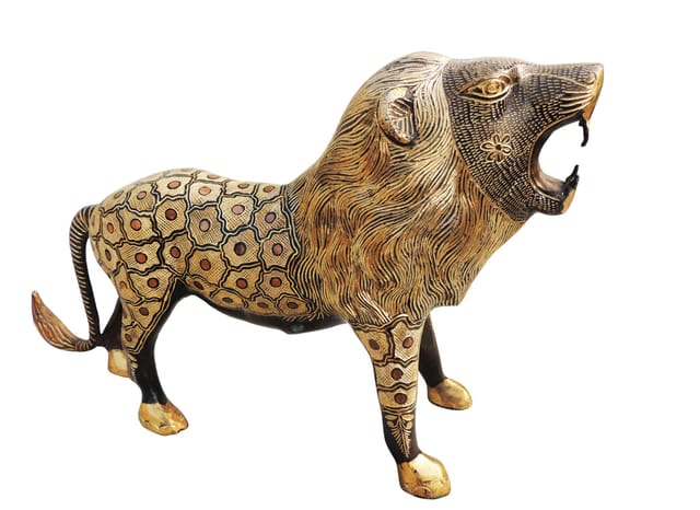 Brass Roaring Lion Showpiece