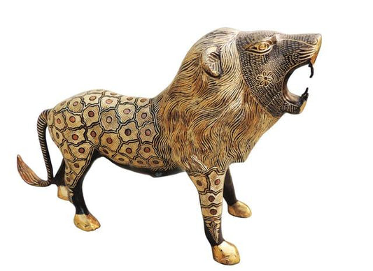 Brass Roaring Lion Showpiece