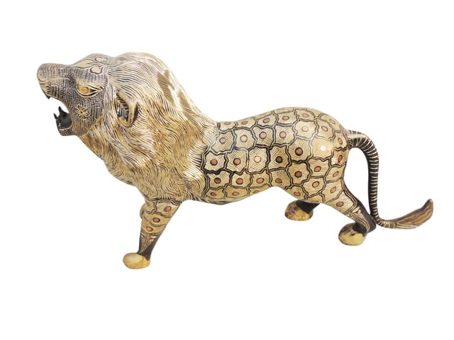 Brass Roaring Lion Showpiece